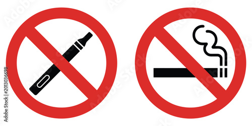 Free Download No Smoking and No Electronic Cigarette Prohibition Signs Showing Vape, E-Cigarette, Cigarette, and Forbidden Symbols - GFXLoad