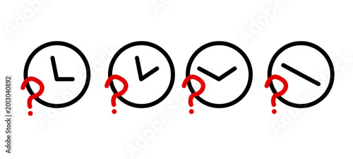 Time Question Outline Icon Set Collection for Schedule and Reminder Concept
