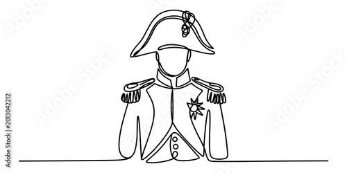 Obraz na plátne Continuous single line drawing of napoleon bonaparte wearing a bicorne hat and m