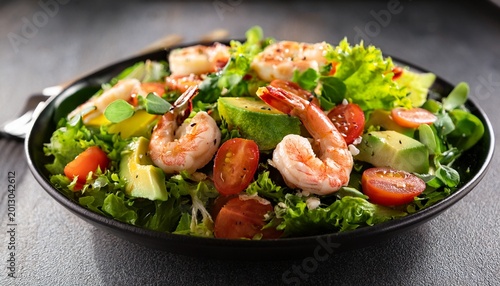 perfect salad with shrimps