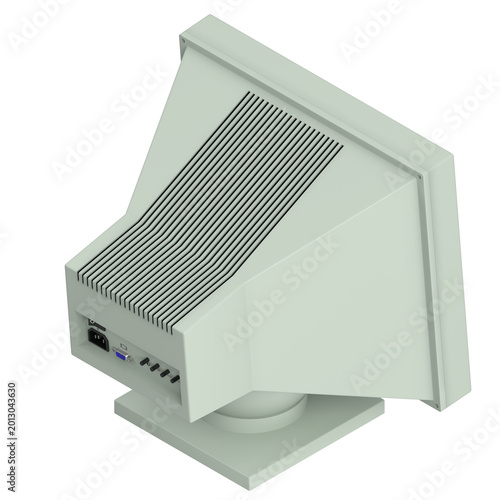 3D rendering illustration of a Vintage PC Monitor