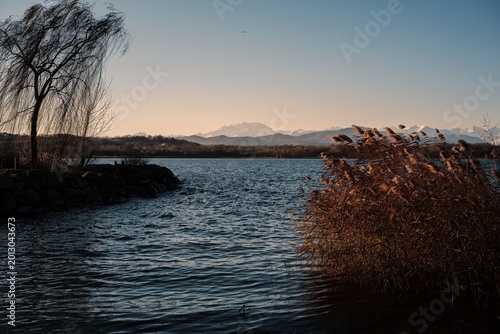 Sunset over the Varese lake