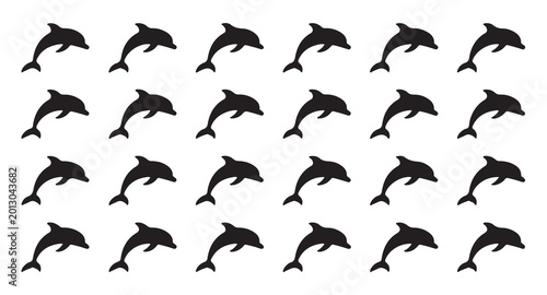 Dolphins jumping in ocean waves seamless pattern animal background vector.