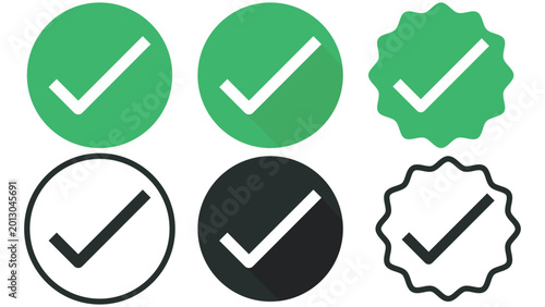Foto check mark badge icons set verified approval tick symbol vector collection moder
