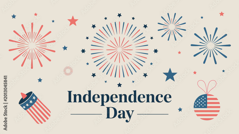 Obraz premium Festive fireworks and patriotic elements celebrate independence day with vibrant colors