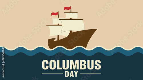 Foto A stylized illustration of a sailing ship with columbus day text