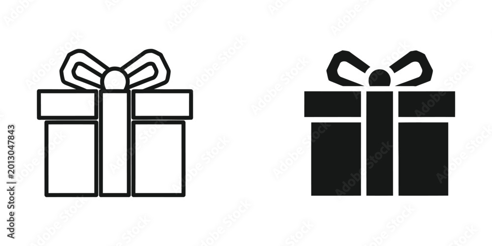 Fototapeta premium Minimalist gift box with black and white bow ribbon