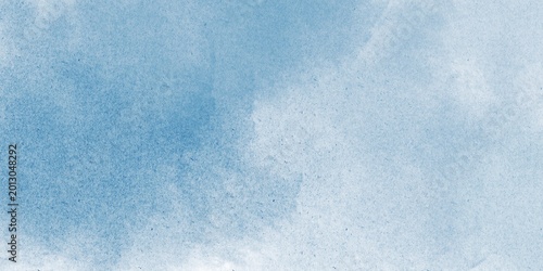 Fotografía 画用紙に青色の水彩絵の具が染みて滲む、シンプルな背景イラスト