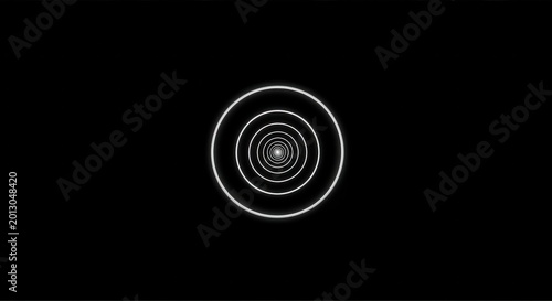 Abstract glowing white concentric circles forming a deep tunnel