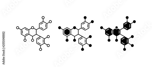Tableau sur toile Molecular Structure Icons, Chemical Formula Diagrams, Organic Chemistry Represen