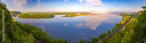 Foto Mississippi River Sunrise from Eagles Point Scenic View in Mississippi Palisades