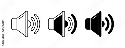 Slika na platnu Speaker Volume Icons Set, Audio Sound Symbol Vector Graphics, Volume Control Int