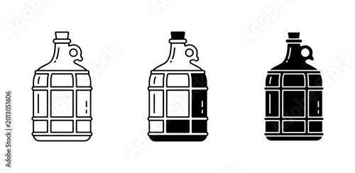 Foto Glass Carboy Icons, Fermentation Jug Vector Set, Brewing Vessel Graphics, Homebr
