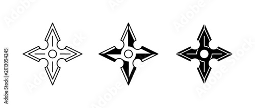 Bild auf Leinwand Ninja Star Icons, Shuriken Vector Graphics, Martial Arts Weapon Symbols, Japanes