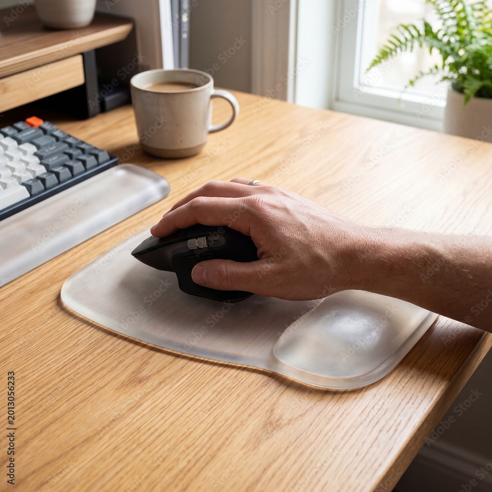 Fototapeta premium Ergonomic gel wrist rest for sensory comfort at work desk