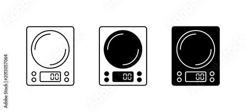 Photos Digital Kitchen Scale Icons, Precision Weighing Device Vector Set, Cooking Measu