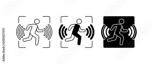 Cuadro en lienzo Motion Sensor Icons, Human Detection Symbols, Security Alerts, Motion Activated