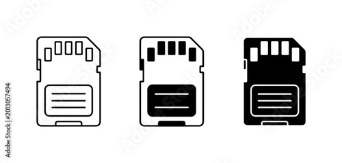 Bild auf Leinwand SD Card Icons Set, Micro SD Memory Storage Vector Graphics, Digital Data Storage