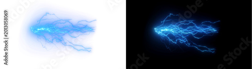 PNG  image of Intense blue lightning on transparent background