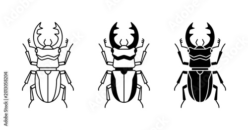 Obraz na płótnie Stag Beetle Vector Icons Set, Insect Illustration Collection, Wildlife Art, Natu