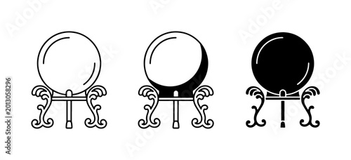 Bild auf Leinwand Crystal Ball Icons, Fortune Telling Orb Set, Mystical Sphere Graphics, Psychic V