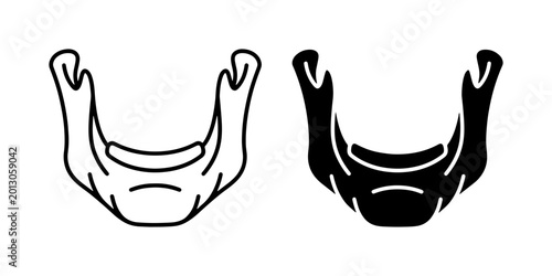 Human Jawbone Anatomy Vector Icons, Mandible Bone Outline and Silhouette, Medical Science Illustration