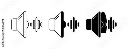 Εκτύπωση καμβά Speaker Volume Icons, Audio Sound Wave Symbols, Sound Level Indicators, Mute and