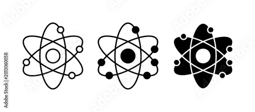 Schilderij op canvas Atomic Structure Icons, Atom Symbol Variations, Science and Research Graphics