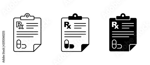 Fotografie Prescription Icons, Medical Document Symbols, Rx Forms, Pill Graphics, Healthcar