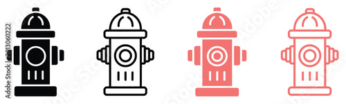 Tableau sur toile Fire hydrant icon set vector illustration featuring water hydrant symbols in sim