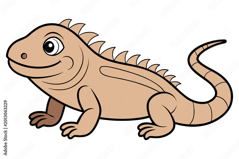 Fototapeta premium Cute Iguana Lizard Illustration Hand Drawn Reptile Animal Vector Design