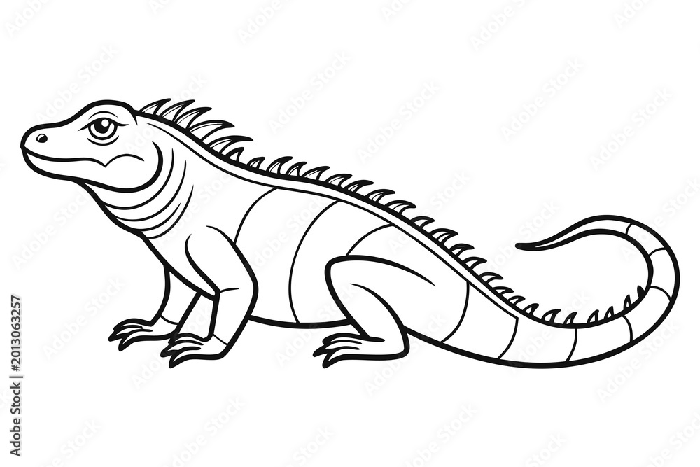 Fototapeta premium Cute Iguana Lizard Illustration Hand Drawn Reptile Animal Vector Design