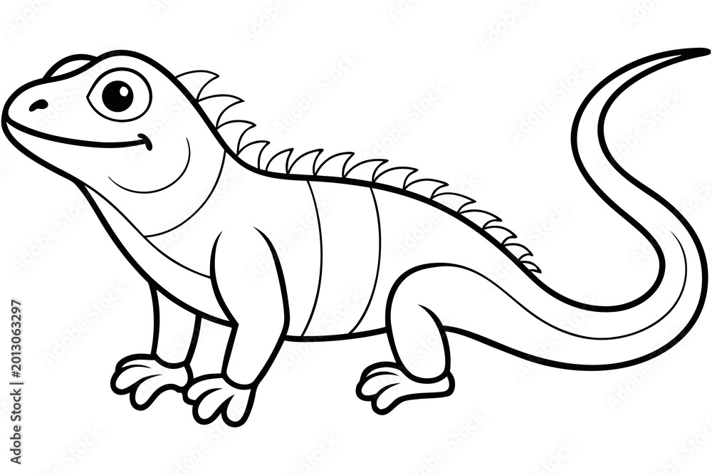 Obraz premium Cute Iguana Lizard Illustration Hand Drawn Reptile Animal Vector Design
