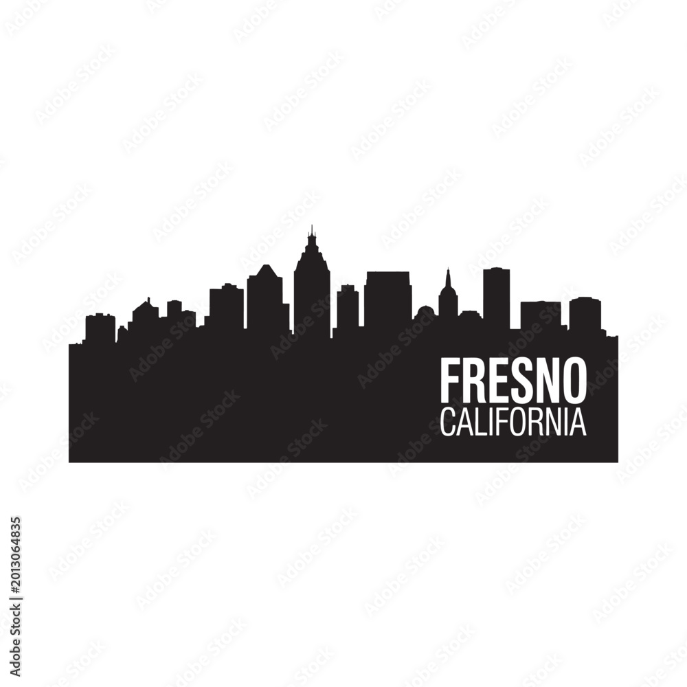 Obraz premium fresno california skyline silhouette against white background