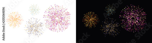 Obraz na plátně PNG image of Bright colorful fireworks display featuring multiple exploding ligh