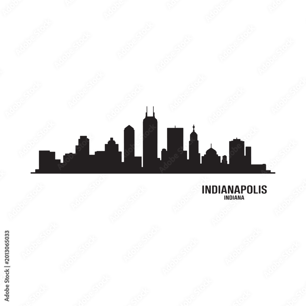 Fototapeta premium Indianapolis skyline silhouette against a white background with city name