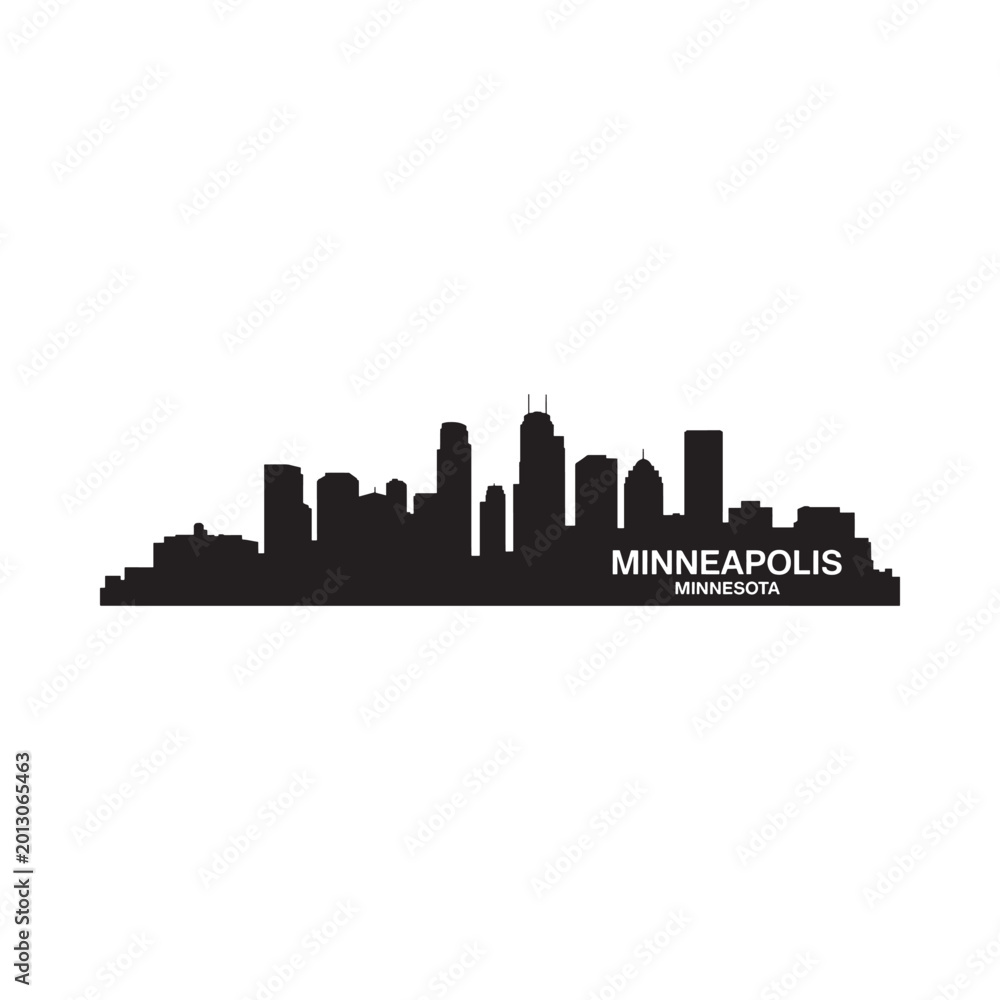 Fototapeta premium Minneapolis skyline silhouette against a white background