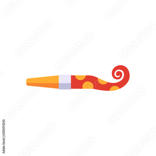 Fotografía Birthday party blower noisemaker with curled paper tube, colorful illustration