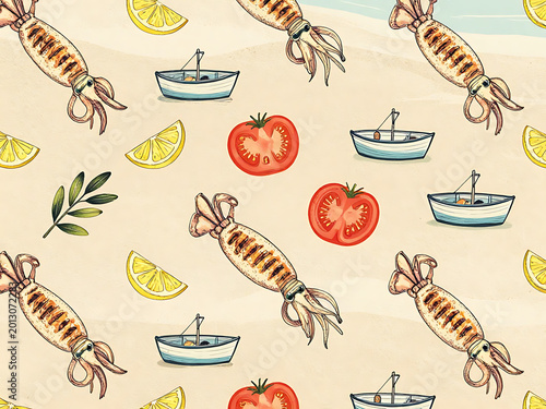 seamless background with food