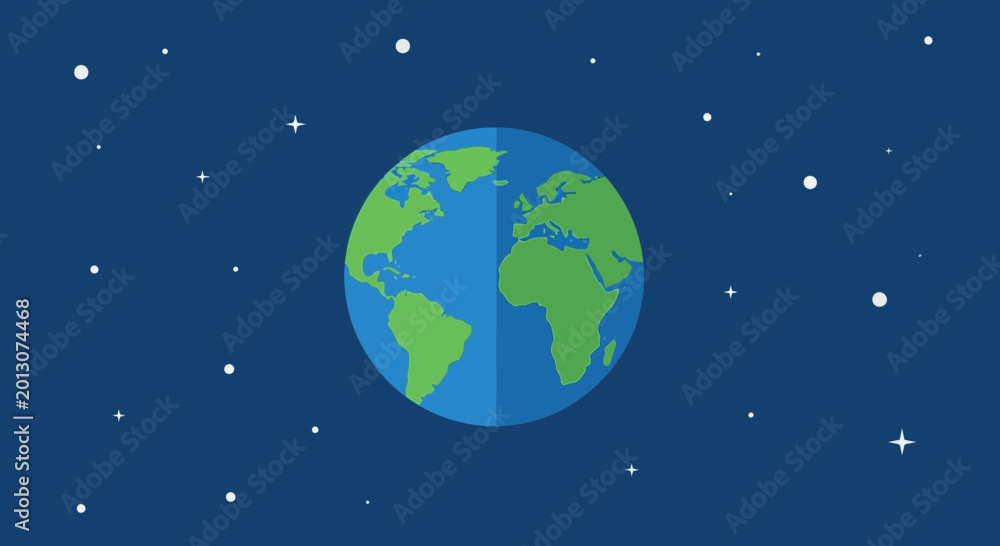 Fototapeta premium Flat earth concept vs round planet in starry space, illustration