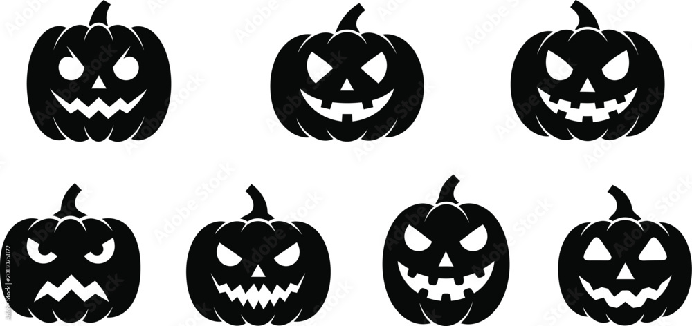 Obraz premium Halloween pumpkin faces silhouettes