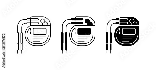 Foto Pacemaker Icons Set, Cardiac Device Vector Graphics, Medical Technology Illustra