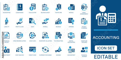 Tableau sur toile Accounting and financial management icon set