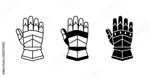 Konstfotografi Medieval Gauntlet Icons, Knight Armor Hand Protection Vector Set, Historical Met