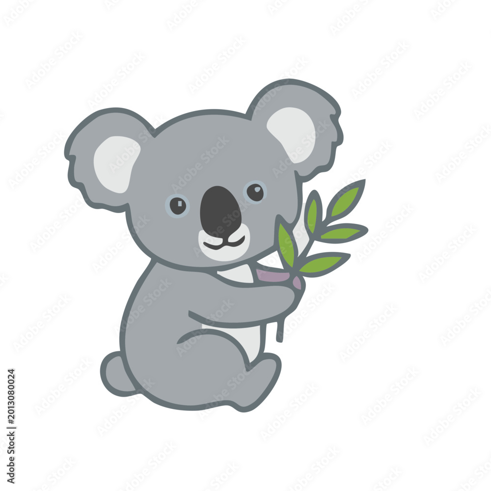 Obraz premium Koala holding eucalyptus leaf