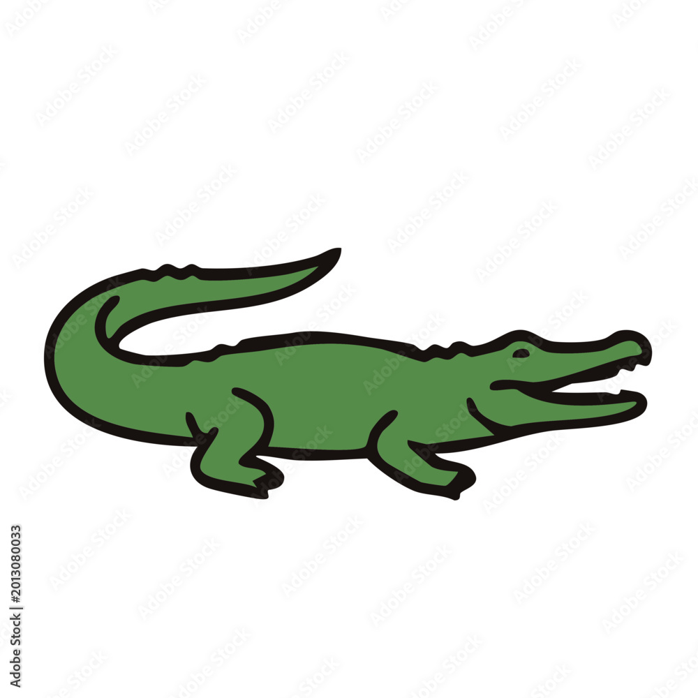 Fototapeta premium Green cartoon crocodile