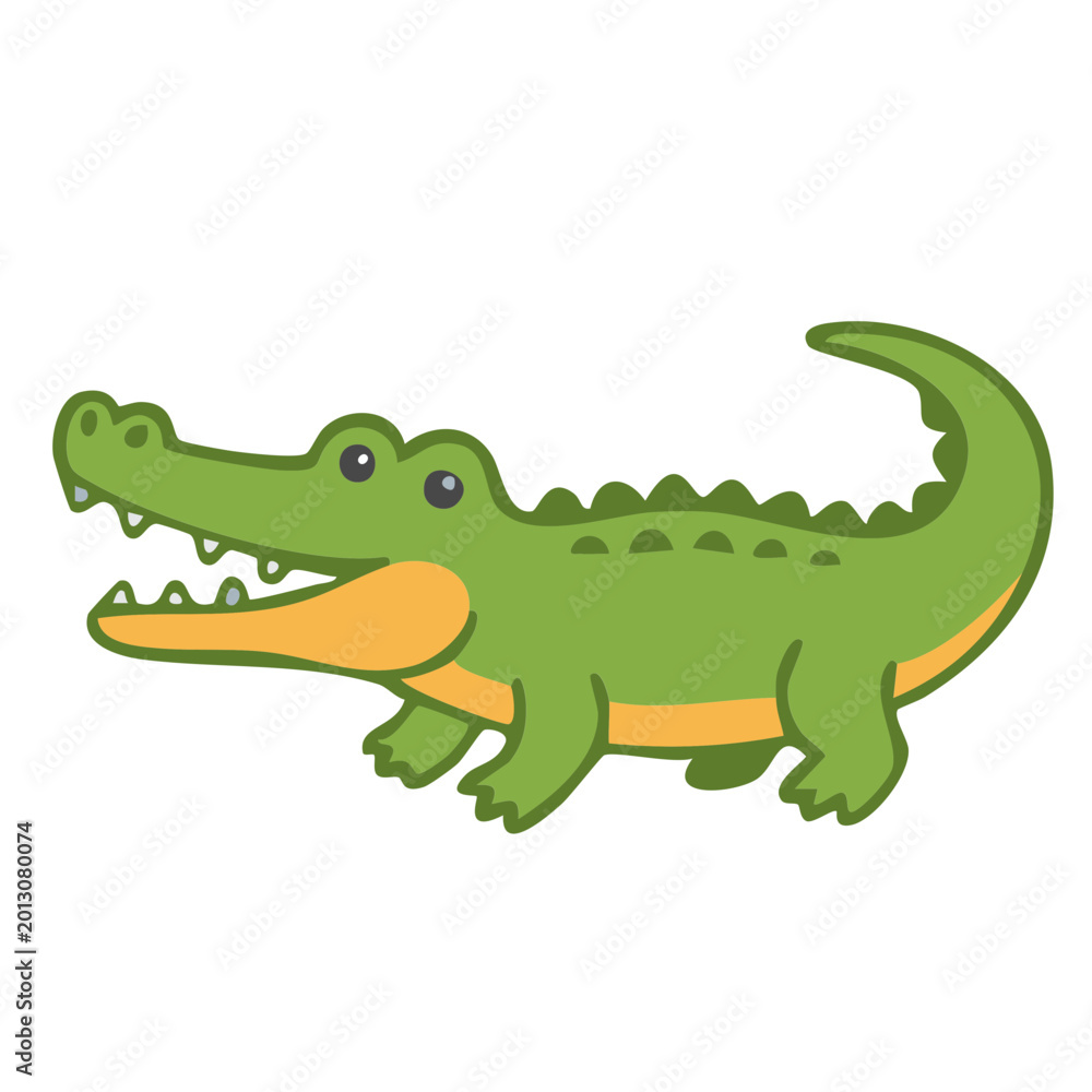 Fototapeta premium Cartoon crocodile with open mouth