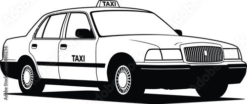 Foto Taxi cab illustration with black and white taxi sign yellow cab public transp