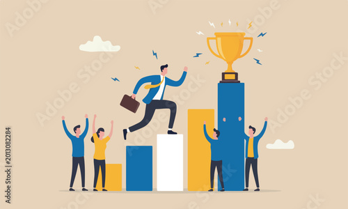 Cuadro en lienzo Motivation peak improve and succeed, benefit, prize award concept, motivated bus