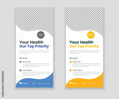 Medical healthcare Dl flyer, rack card, roll-up banner design template